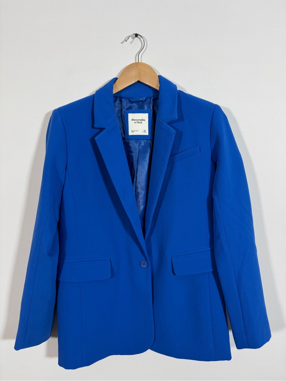 WJT26 {Abercrombie} Bright Blue Long Length Boyfriend Suit Coat Blazer Jacket